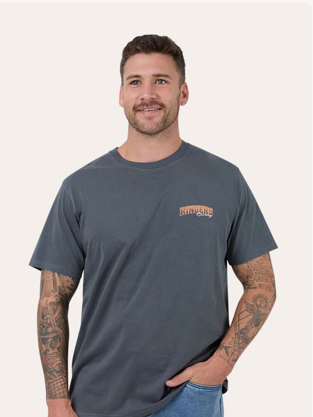 Ringers Racing Mens Loose Fit T-Shirt - Washed Black