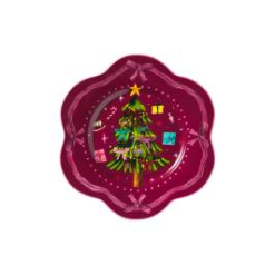 MW Fa la la Scallop Rim Plate 21.5cm Burgundy Gift Boxed