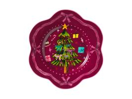 MW Fa la la Scallop Rim Plate 21.5cm Burgundy Gift Boxed