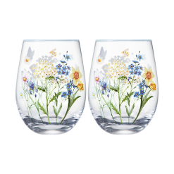 MW Fluttering Meadow Stemless Glass 550ML Set of 2 Gift Boxed