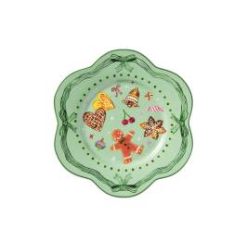 MW Fa la la Scallop Rim Plate 21.5cm Green Gift Boxed