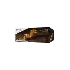 MW Let's Get Lit LED Flameless Candle Glass Hurricane Gold Set of 2 Gift Boxed