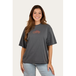 Hey Cowboy Womens Oversized T-Shirt - Washed Black