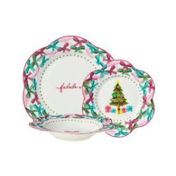MW Fa la la Scallop Rim Plate 21.5cm Pink Gift Boxed
