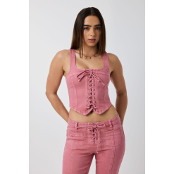 Rodeo Rose Womens Lace Front Vest - Washed Pink